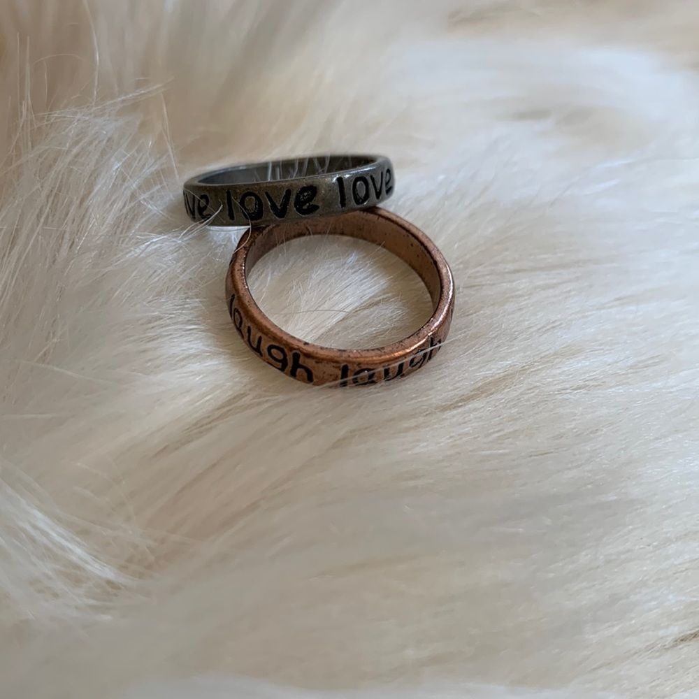 Silver Color and Bronze Color Stackable Rings Laugh & Love - Picture 2 of 5